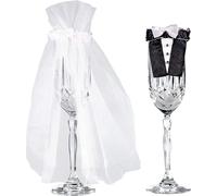 Amscan - Mariés - Décorations de verre pack de 10 SG32387 (taille unique) (Noir/Blanc)