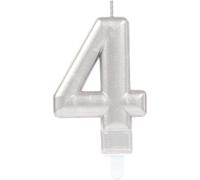 Amscan - Métallique - Bougies "4" - Cire SG21204 (Taille unique) (Argent)