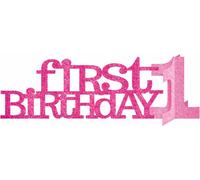 Amscan Mignon 1er anniversaire fille paillettes centre de table SG7793 (taille unique) (Rose pailleté)
