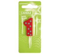 Amscan - Motif à pois - Bougies "1" - Cire SG30466 (Taille unique) (Rouge/vert)
