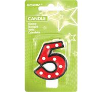 Amscan - Motif à pois - Bougies, 5ème anniversaire - Cire SG35733 (Taille unique) (Rouge/Blanc)
