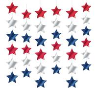 Amscan - Motif étoile - Décoration suspendue, feuille d'aluminium, paquet de 6 SG31192 (taille unique) (argent/rouge/bleu)