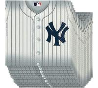 Amscan New York Yankees Lot de 12 serviettes de table en papier blanches - 16,5 x 16,5 cm (12 paquets de 36) - Parfaites pour les célébrations du jour du match, les réunions et les fêtes à thème (432