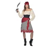 amscan Notorious Pirate Lady, Ensemble de Costume, Noir, Rouge et Blanc, M/L