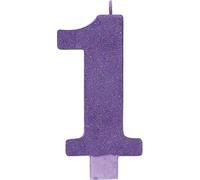 Amscan - Numéro - Bougie "1", paillettes SG31009 (Taille unique) (Violet)