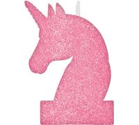 Amscan - Paillettes - Bougie d'anniversaire "Licorne magique" - Cire SG21692 (13 cm x 8 cm) (Rose)
