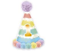 Amscan- Party Hat 1st Birthday Rainbow, 9913417, Multicolore, M