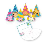 amscan- Peppa Pig Lot de 6 Invitations et enveloppes pour fête d'anniversaire, 9918347