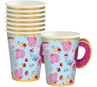 Amscan Peppa Pig Lot de 8 gobelets multicolores avec poignées (255 g) - Gobelets en papier pour fêtes d'enfants