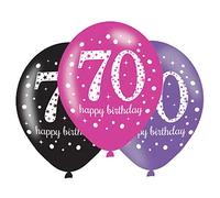 amscan Pink Sparkling Celebration 70th Birthday Latex Balloons 11"/27.5cm - /6
