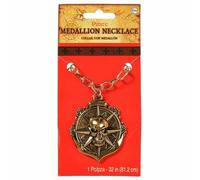 amscan- Pirate Compass Medallion Collier, 846351-55, doré, Taille Unique