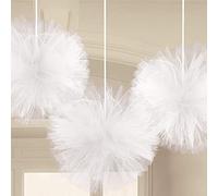amscan (PKT) Lot de 3 décorations en Tulle Duveteux pour Adulte Blanc