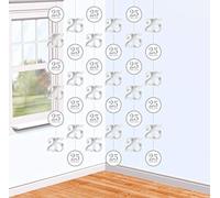 amscan (PKT) Lot de 6 guirlandes argentées Scintillantes pour Adulte 25e Anniversaire 2 m