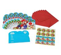 amscan (PKT) Lot de 8 Cartes Postales d'invitation Super Mario