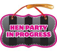 Amscan - Plaque de porte "Party In Progress", enterrement de vie de jeune fille SG27344 (taille unique) (rose/noir/blanc)