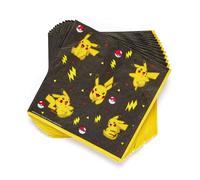 Amscan Serviette de table jetable Pokémon Pikachu Noir 33 x 33 cm Lot de 16