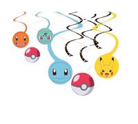 Amscan Pokémon 9917110 Lot de 6 décorations à suspendre pour fête d'anniversaire d'enfant