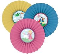 amscan Princess & Knight Lot de 3 rosaces Papier Rose/Jaune/Bleu, 9909860