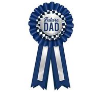 amscan Ruban de récompense Future Dad - 16,5 x 8,9 cm | Tissu bleu, argenté et noir, parfait pour une fête prénatale et une surprise de révélation du sexe - 1 pièce.