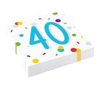 Amscan serviettes 40 ans Confetti33 x 33 cm 20 pièces Multicolor G