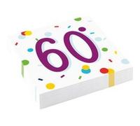 Amscan serviettes 60 ans Confetti33 x 33 cm 20 pièces Multicolor G