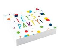 Amscan serviettes confetti d'anniversaire 25 x 25 cm papier blanc 20 pièces Wit G