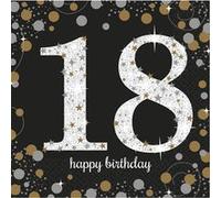 Amscan serviettes de table 18 ans noir/or 33x33 cm 16 pièces Goud