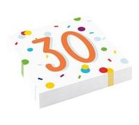Amscan serviettes de table 30 ans Confettis 33 x 33 cm 20 pièces Multicolor G