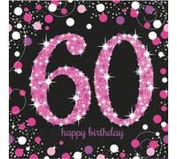 Pink Sparkling Celebration 60th Luncheon Napkins 33cm /16