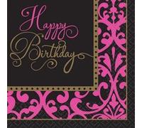 Amscan serviettes de table Another Year Of Fabulous 33 x 33 cm 36 pièces Rose, Rose