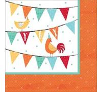 Amscan serviettes de table Barnyard Anniversaire 25 x 25 cm 16 pièces Multicolor