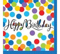 Amscan serviettes de table Confetti Bash 33 x 33 cm 36 pièces Multicolor, Multicolore G