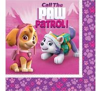 Lot de 20 Serviettes en papier écologique et compostables pat patrouille rose 33cm - 33cm