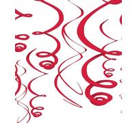 amscan Spirales à suspendre Décoration de fête 12 pièces rouge 55,8cm