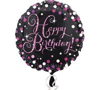 Amscan Standard Pink Celebration - HBD Ballon rond en plastique S55 emballé 43 cm