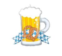 Amscan - Super Shape Ballon en plastique Fête de la bière, 66 x 63 cm, chope de bière avec bretzel, ballon hélium, Blanc
