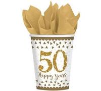 Amscan tasses de fête 50 ans or 266 ml 266 ml 8 pièces Goud G