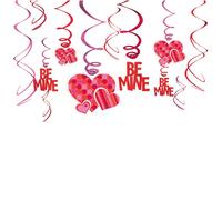 Amscan - Tourbillon - Décoration suspendue "Be Mine", Saint-Valentin Pack de 12 - Film SG30989 (Taille unique) (Rouge/Rose)