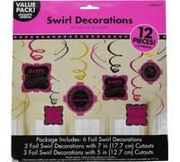 Amscan - Tourbillons - Décoration "Fabulous" pack de 12 - Film SG24465 (taille unique) (rose/noir)