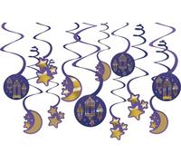 Amscan - Tourbillons - Décoration, serment pack de 12 - Film, papier SG19385 (taille unique) (bleu/bleu/or/or)