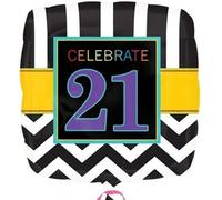 Amscan - Triangle - Ballon en plastique, 21e anniversaire - Film SG25135 (taille unique) (noir/blanc/jaune)