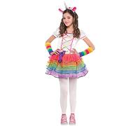 amscan- Unicorn Rainbow Dress with Headband and Warmers Years Robe Licorne Arc en Ciel avec Bandeau et Chaufferettes-Age 3-4 Ans-1 PC, 846858-55, Multicolore