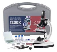 AMSCope FBA_M30-ABS-KT1-W Microscope Organique pour Enfant avec Bras en métal 48 pièces 120x-240x-300x-480x-600x-1200x Blanc 33 x 15,2 x 22,9 cm