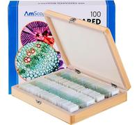 AmScope Lot de 100 Diapositives de Microscope préconçues pour Jeu de biologie à la Maison