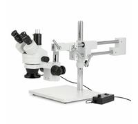 AmScope Microscope 3,5 x 90 x avec zoom stéréo simulé sur support à double bras avec anneau lumineux 144 LED