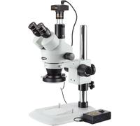 AmScope - Microscope stéréo Zoom 3,5X-90X avec caméra 10MP + lumière 4 Zones 144 LED