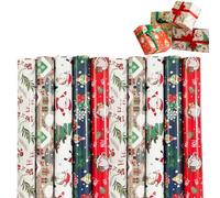 AMSGANK 20 Feuilles Papier Cadeau Noël, 70x50cm Ensemble de Papier Cadeau de Noël en Paper Recyclé pour Fête de Xmas, Anniversaire, Vacances, Christmas