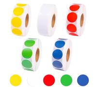 AMSGANK 5000 Pcs Gommettes Autocollantes Rondes, 19mm Gommette Couleur Codage Étiquettes Pastille Couleur Autocollante pour Fournitures de Bureau Famille École Calendriers - 5 Couleurs