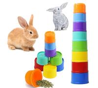 AMSGANK 8 Pièces Jouet pour Lapin, Tasse Empilable Jouets pour Lapinen Plastique sans BPA pour Cacher de la Nourriture et s'Amuser pour Petits Animaux, Lapins, Hamsters