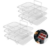 AMSGANK Accessoires Air Fryer, Grille de Rôtissage Multifonctionnelle Grille de Déshydratation Revêtement en Acier Inoxydable Passe au Lave-Vaisselle, pour Ninja Foodi Dual Zone AF400EU 9,5 L - 2pcs